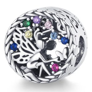 Solid 925 Sterling Silver Fairies Forest Pandora Inspired Bead Charm