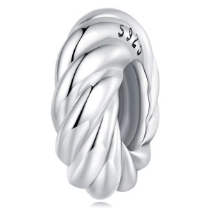 Solid 925 Signature Silver Twisted Bun Charm