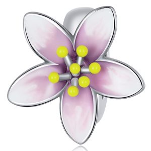 Solid 925 Signature Silver Gift Of Sakura Charm