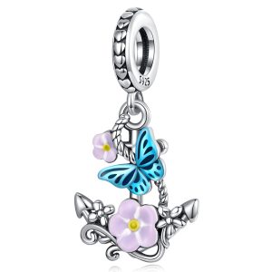 Solid 925 Signature Silver Blooming Admiral Anchor Charm