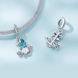 Solid 925 Signature Silver Blooming Admiral Anchor Charm