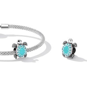 Solid 925 Signature Silver Ocean Embrace Turtle Charm
