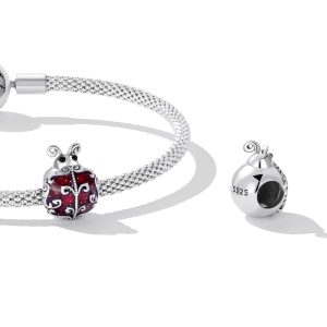 Solid 925 Signature Silver Antique Dixie Ladybird Charm