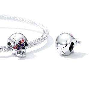 Solid 925 Signature Silver Funky Skull Charm