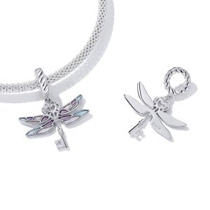 Solid 925 Signature Silver Dragonfly Key Charm