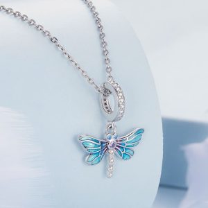 Solid 925 Signature Silver Dragonfly At Disco Charm
