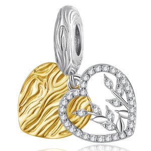 Solid 925 Signature Silver Goldilocks Heart Charm