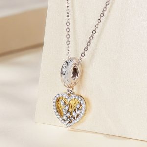 Solid 925 Signature Silver Goldilocks Heart Charm