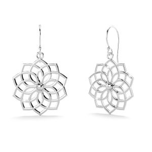 Solid 925 Sterling Silver Mandala Lotus Dangle Earrings