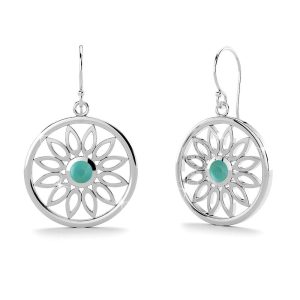 Solid 925 Sterling Silver Round Turquoise Howlite Dangle Earrings