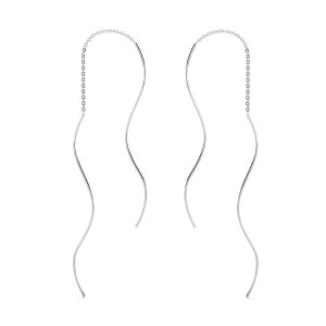 Solid 925 Sterling Silver Weave Threader Earrings