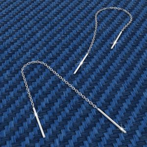 Solid 925 Sterling Silver Spiga Chain Threader Earrings