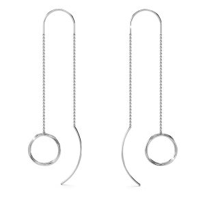 Solid 925 Sterling Silver Intertwined Circles Wire Threader Earrings