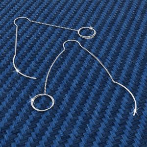 Solid 925 Sterling Silver Intertwined Circles Wire Threader Earrings