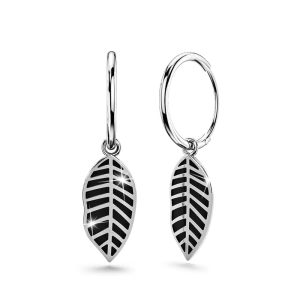 Solid 925 Sterling Silver Antique Leaf Hoop Earrings
