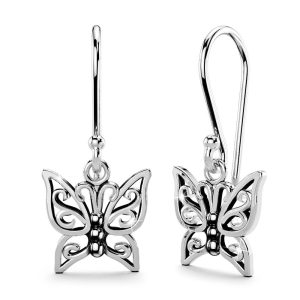 Solid 925 Sterling Silver Butterfly Dangle Earrings