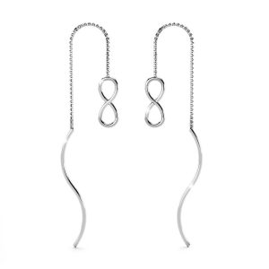 Solid 925 Sterling Silver Infinity Threader Earrings