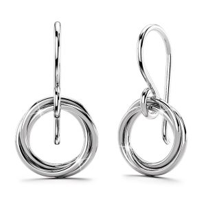 Solid 925 Sterling Silver Intertwined Circle Earrings