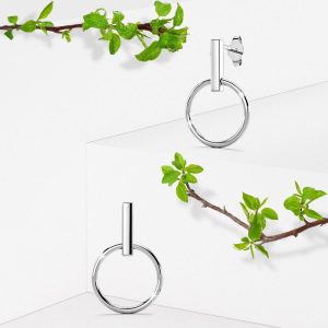 Solid 925 Sterling Silver Hoop in Bar Stud Earrings