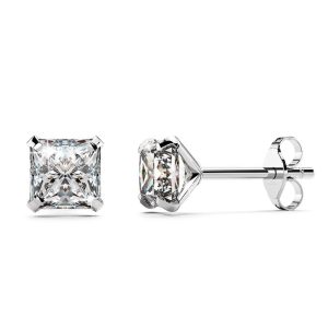 Solid 925 Sterling Silver Princess Cut Stud Earrings