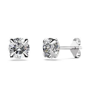 Solid 925 Sterling Silver Round Brilliant Cut Stud Earrings