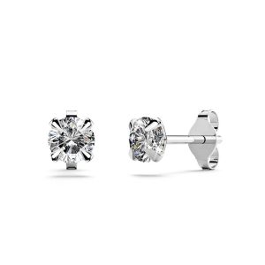 Solid 925 Sterling Silver Round Brilliant Cut Stud Earrings