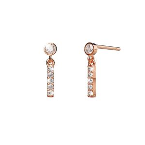 Solid 925 Sterling Silver Initial Crystal Personalised Alphabet Letter Earrings Rose Gold - I