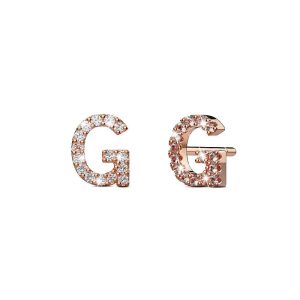 Solid 925 Sterling Silver Glamour Alphabet Letter Earrings Rose Gold  G