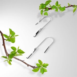 Solid 925 Sterling Silver Bar & Chain Sterling Silver 
Dangle Threader Earrings in Silver