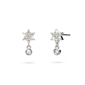 Solid 925 Sterling Silver Pretty & Petite Zircon Drop Earrings in Silver