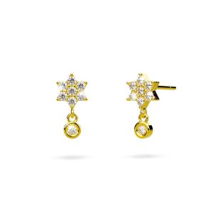 Solid 925 Sterling Silver Pretty & Petite Zircon Drop Earrings in Gold Vermeil