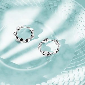 Solid 925 Sterling Silver Hypnotic Twist Hoop Earrings in Silver