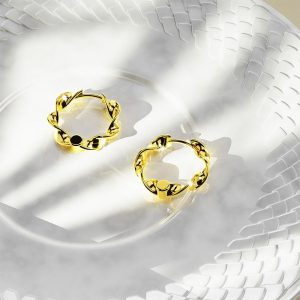 Solid 925 Sterling Silver Hypnotic Twist Hoop Earrings in Gold Vermeil