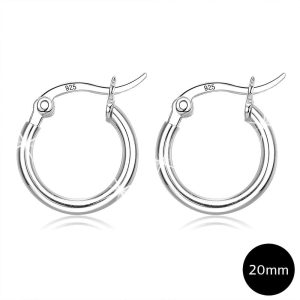 Solid 925 Sterling Silver Aesthetic Hoop Earrings