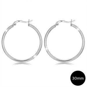 Solid 925 Sterling Silver Back To 60s Hoop Earrings