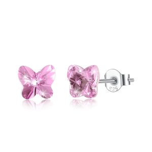 Solid 925 Sterling Silver Shape of Wings Embellished with Swarovski® crystals