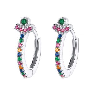 Solid 925 Sterling Silver Multicoloured Huggies Earrings