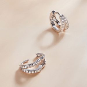 Solid 925 Sterling Silver Duo Huggies Earrings