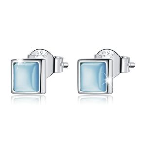 Solid 925 Sterling Silver Clarity in Baby Blue Stud Earrings