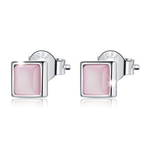 Solid 925 Sterling Silver Clarity in Baby Pink Stud Earrings