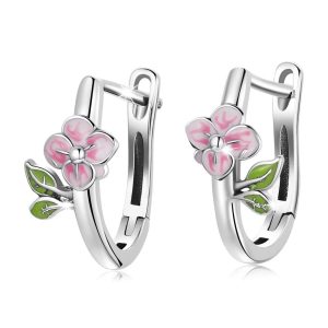 Solid 925 Sterling Silver Flora Huggie Earrings