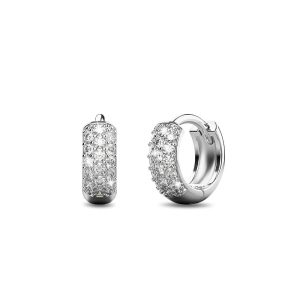 Solid 925 Sterling Silver Statuesque Zircon Huggie Earrings 6mm Silver