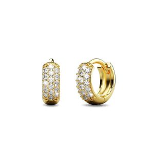 Solid 925 Sterling Silver Statuesque Zircon Huggie Earrings 6mm Gold
