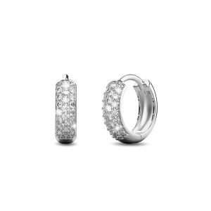 Solid 925 Sterling Silver Statuesque Zircon Huggie Earrings 8mm Silver