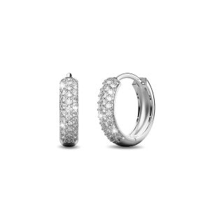 Solid 925 Sterling Silver Statuesque Zircon Huggie Earrings 10mm Silver