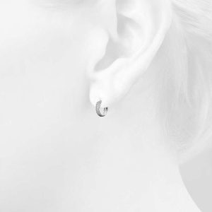 Solid 925 Sterling Silver Statuesque Zircon Huggie Earrings 10mm Silver