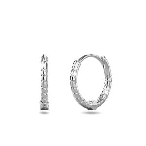 Solid 925 Sterling Silver Helical Huggie Earrings 11mm Silver