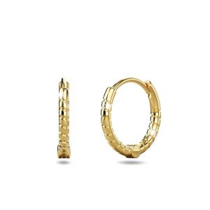 Solid 925 Sterling Silver Helical Huggie Earrings 11mm Gold