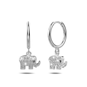 Solid 925 Sterling Silver Elly Zircon Huggie Earrings Silver