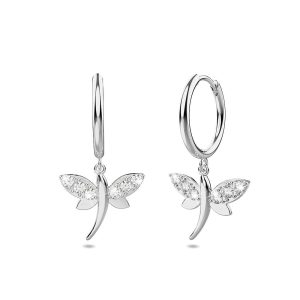 Solid 925 Sterling Silver Admiral Zircon Huggie Earrings Silver
